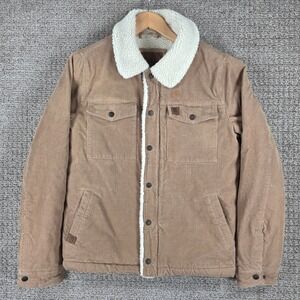 Java Monster Energy Corduroy Sherpa‎ Lined Trucker Jacket Mens Small Tan Brown